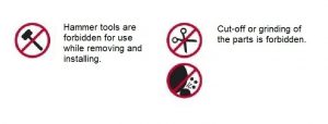 Hammer and cu-off or grindung tools are forbidden diagram sb2-2