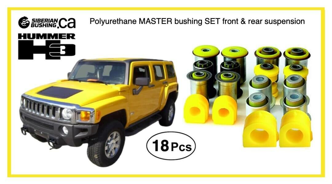 Polyurethane MASTER bushing Kit for 2005-2010 Hummer H3 now available on Siberian Bushing Canada