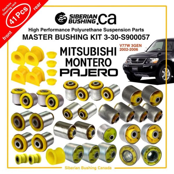2002-2006 MITSUBISHI MONTERO/PAJERO V77W 3GEN, Master Suspension Bushing KIT, Set of 41; Siberian Bushing 3-30-S900057